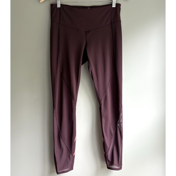 LULULEMON Size 6 | All Meshed Up 7/8 Crop Leggings Maroon Pink Athletic Gym - Picture 1 of 9